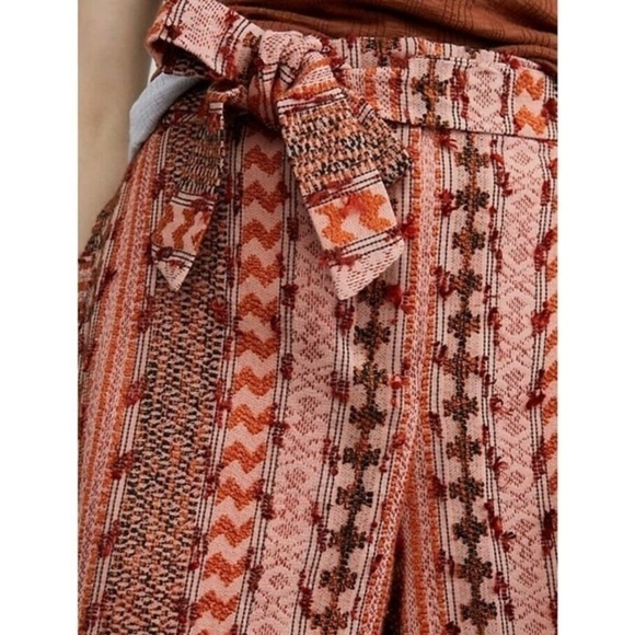 ANTHROPOLOGIE Eva Franco Textured Shorts Removable Belt Sz 4 Orange Motif NWT - Picture 6 of 9
